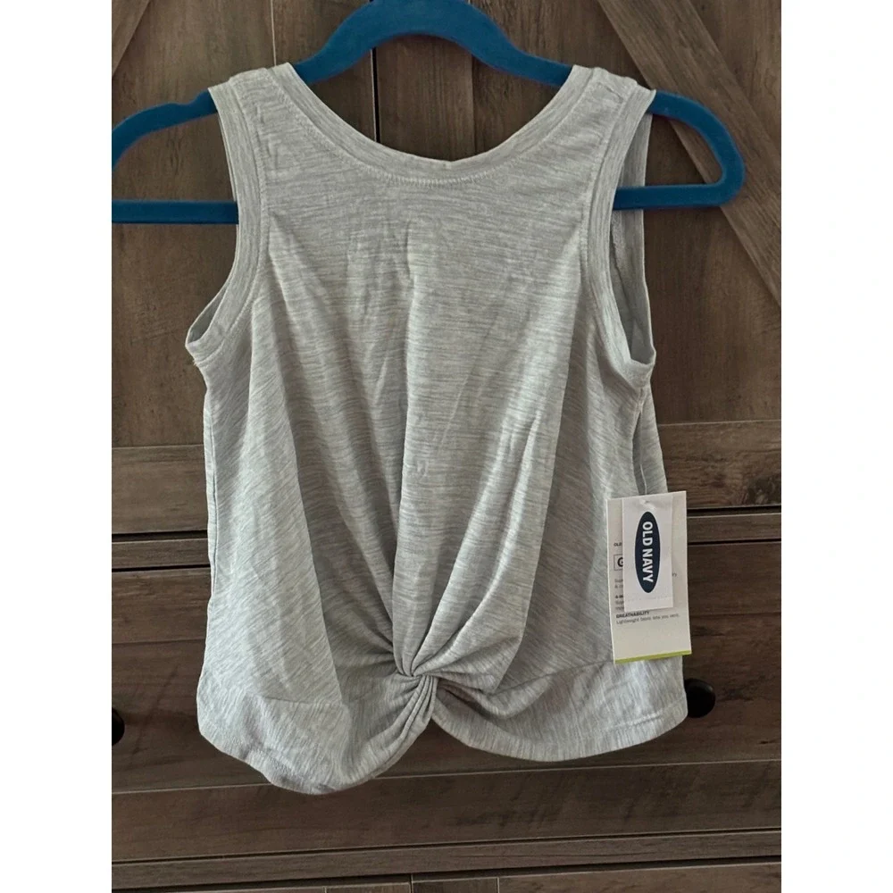 Old Navy Active Girls Breathe On Twist Front Tank Top Heather Gray XS 5 NWT
